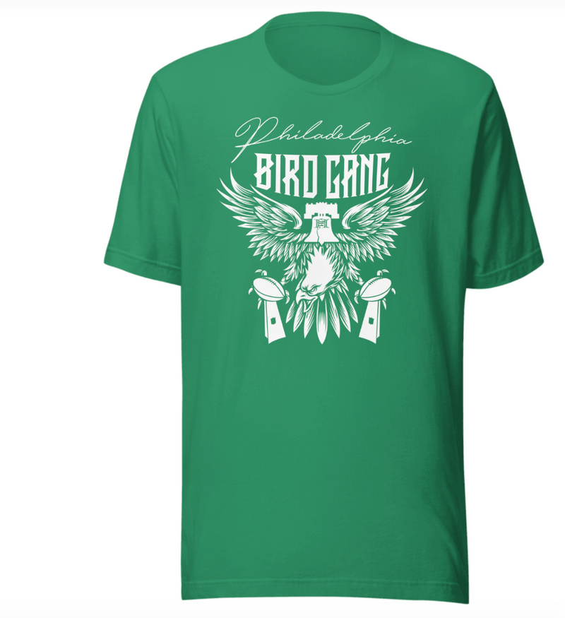 Unisex short sleeve tee shirt bird gang logo