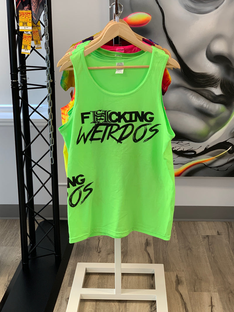F*cking Weirdo Neon Green Multi Logo Tank