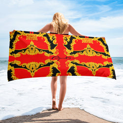 Verano Luxe Towel Red and Gold
