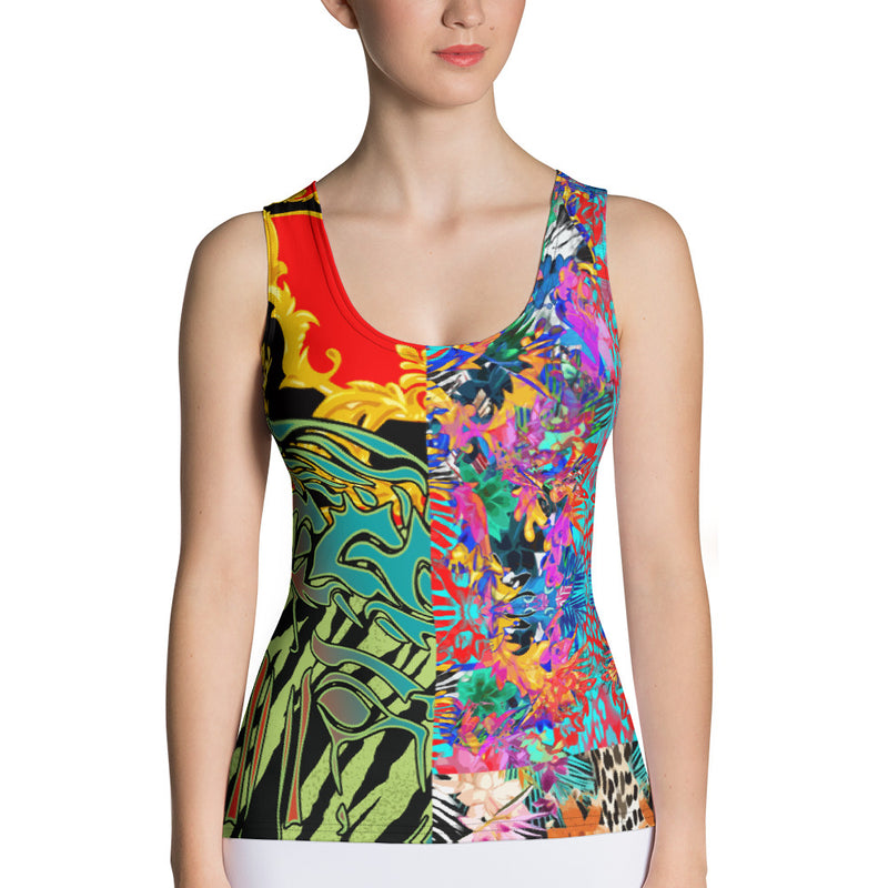 Verano Luxe Tank Red, Gold and Black with Floral (Women's)