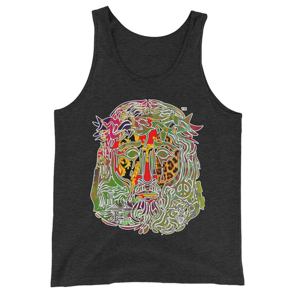 Tank Jesus Christ Face Red, Black and gold with Leopard Print (Men's)